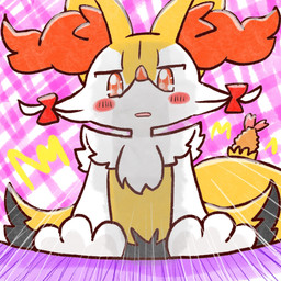 :o ambiguous_anthro ambiguous_gender anthro biped bow_ribbon food front_view frown looking_at_viewer looking_down looking_down_at_viewer low-angle_view object_in_tail open_frown open_mouth shrimp_(food) simple_background snout solo standing tail annyui0611 nintendo pokemon braixen canid generation_6_pokemon mammal pokemon_(species) 1:1 2022 digital_drawing_(artwork) digital_media_(artwork) half-length_portrait hi_res japanese_description portrait translated_description