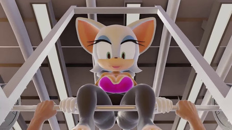 animal_ears anthro barbell big_breasts biped breasts butt_jiggle detailed_background duo exercise eyelashes feet female first_person_view foot_focus front_view inside jiggling pupils short_stack thick_thighs weightlifting workout arte_nap sega sonic_the_hedgehog_(series) rouge_the_bat bat mammal 16:9 3d_(artwork) 3d_animation animated digital_media_(artwork) no_sound short_playtime webm widescreen