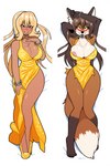 5_fingers 5_toes anthro areola barefoot big_breasts biped blonde_hair blush breasts brown_body brown_fur brown_hair cleavage clothed clothing countershade_face countershade_fur countershade_neck countershade_torso countershading dakimakura dipstick_tail dress eyelashes eyeshadow feet female fingers fluffy fluffy_tail footwear front_view fur hair high_heels human_to_anthro inner_ear_fluff jewelry looking_at_viewer lying makeup markings nipples partially_clothed plantigrade shoes simple_background smile solo species_transformation tail tail_markings tan_body tan_skin toes torn_clothing transformation tuft white_body white_countershading white_fur white_inner_ear_fluff wide_hips yellow_clothing yellow_dress yellow_eyes yellow_eyeshadow yellow_footwear yellow_high_heels blackshirtboy mice_tea sylvia_drake canid canine fox human mammal 2022 absurd_res dakimakura_design digital_media_(artwork) full-length_portrait hi_res multiple_images portrait shaded trans_(lore) trans_woman_(lore)