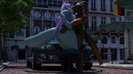 anthro big_butt butt car city female hug male male/female mistress street vehicle wide_hips suicune_queen_(artist) mythology nintendo pokemon sui dragon mythological_creature mythological_scalie scalie 3d_(artwork) digital_media_(artwork) hi_res