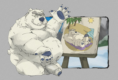 anthro balls beach belly big_belly blue_glans blue_nose erection foreskin genitals glans humanoid_genitalia humanoid_penis lying male nude on_back overweight overweight_male penis seaside solo standing sun thick_penis white_body bighurso club_penguin herbert_p._bear bear mammal polar_bear ursine 2023