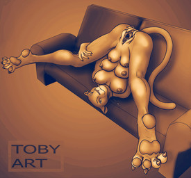 4_toes 6_breasts anthro anthrofied ass_up bedroom_eyes biped breasts claws clitoris cross cross_necklace ear_piercing feet female folded furniture genitals hindpaw humanoid_feet inner_labia jewelry long_inner_labia looking_at_viewer lying multi_breast multi_nipple narrowed_eyes navel necklace nipples nude pawpads paws piercing plantigrade presenting presenting_vulva seductive smile sofa soles solo spread_legs spread_vulva spreading tail toes upside_down vulva toby_art disney the_lion_king nala_(the_lion_king) felid lion mammal pantherine hi_res