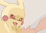2018 after_kiss ambiguous_gender bodily_fluids brown_body duo eevee faceless_character generation_1_pokemon get_it_go nintendo open_mouth pikachu pokemon pokemon_(species) red_cheeks red_sclera saliva saliva_string solo_focus tongue tongue_out yellow_body