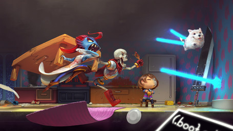 action_pose anthro attack bone buster_sword cheese cheese_wedge dairy_products feral food fruit group humor kitchen melee_weapon pasta plant polearm pose realistic sharp_teeth skeleton spaghetti spear sword teeth tomato weapon yoshiyaki undertale undertale_(series) annoying_dog_(undertale) frisk_(undertale) papyrus_(undertale) undyne animated_skeleton aquatic canid canine canis domestic_dog fish human mammal undead 16:9 hi_res widescreen