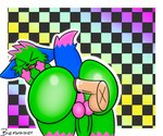 anal anal_penetration anthro anthro_penetrated anus balls big_butt blue_body blue_fur bodily_fluids butt checkered checkered_background cum cum_in_ass cum_inside dipstick_tail duo eyes_closed fur genital_fluids genitals glistening glistening_butt green_body green_fur human_on_anthro human_penetrating human_penetrating_anthro humanoid_genitalia interspecies male male/male male_penetrated markings multicolored_body multicolored_fur open_mouth pattern_background penetration penis pink_body pink_fur sex simple_background smile tail tail_markings teeth tongue tongue_out bierwasser don't_touch_my_pizza_(meme) nyanwolf kevin_(nyanwolf) domestic_cat felid feline felis human mammal hi_res meme