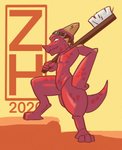 anthro biped brush digitigrade feet headgear horn looking_away male nude scales simple_background solo toes toothbrush zhearun kobold reptile scalie 2020 absurd_res digital_media_(artwork) hi_res