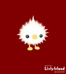 ambiguous_gender avian beady_eyes beak biped cocone english_text feathers feet kemari_(livly) livly_(species) red_background round_body simple_background solo text watermark white_body white_feathers yellow_feet