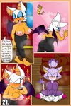 2:3 5_toes absurd_res angry anthro barefoot bat belt big_breasts blaze_the_cat blush bodily_fluids breasts clothed clothing comic domestic_cat duo english_text feet felid feline felis female fur hi_res jewelry mammal necklace nipples purple_body purple_fur rouge_the_bat sega sonic_the_hedgehog_(series) surprise sweat text tinydevilhorns toes topless