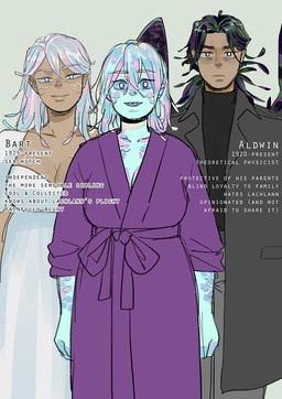 big_breasts black_hair blue_body blue_skin bottomwear breasts brown_body brown_skin clothed clothing dress feathered_wings feathers female frown group hair iridescent iridescent_hair looking_at_viewer male multicolored_hair not_furry pants scales simple_background smile text topwear trio wings starfleetrambo siren_and_scientist aldwin_(starfleetrambo) bart_(starfleetrambo) oskar_(starfleetrambo) animal_humanoid aquatic aquatic_humanoid avian avian_humanoid humanoid mammal oarfish_humanoid siren digital_media_(artwork) english_text hi_res sketch brother_(lore) father_(lore) father_and_child_(lore) father_and_son_(lore) nonbinary_(lore) parent_(lore) parent_and_child_(lore) parent_and_son_(lore) sibling_(lore) son_(lore) trans_(lore) trans_man_(lore)