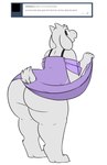 anthro ask_blog bent_over big_butt boss_monster_(undertale) bovid butt caprine clothed clothing clothing_lift digital_media_(artwork) dress dress_lift english_text female fur furgonomics goat hair hi_res horn huge_butt long_ears looking_back mammal no_underwear presenting presenting_hindquarters rear_view robe robertge solo tail tail_clothing text thick_thighs toriel tumblr undertale undertale_(series) user_avatar white_body white_fur white_tail