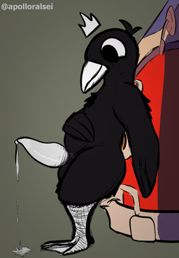 anatomically_correct anatomically_correct_genitalia anatomically_correct_penis anthro beak black_body bodily_fluids bus car commercial_vehicle crown cum cum_drip dripping feathers feet floating_crown genital_fluids genitals hand_on_own_belly headgear looking_at_genitalia looking_at_own_penis looking_at_penis looking_at_self male membrane_(anatomy) one_eye_obstructed penis pupils scuted_legs scutes solo toes vehicle webbed_feet white_beak white_eyes white_sclera apolloralsei summit_drive volkswagen_bus avian hi_res
