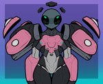 armor armor_plates bald black_eyes featureless_crotch femboy glistening glistening_eyes huge_eyes male metal metallic_body pink_armor simple_background smile solo thick_thighs turquoise_body repomorame cream_(repomorame) alien alien_humanoid humanoid roswell_grey hi_res source_request unavailable_at_source