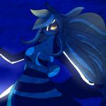 anthro big_breasts bow_knot breasts clothing female frown glowing ribbons solo underwater water featherystorm nintendo pokemon cetacean generation_6_pokemon legendary_pokemon mammal marine pokemon_(species) primal_kyogre primal_reversion 1:1 hi_res