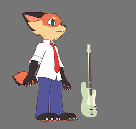 4_toes anthro barefoot bass_guitar black_body black_fur cheek_tuft claws clothed clothing facial_tuft fangs feet fully_clothed fur green_eyes grey_background grin guitar happy head_tuft male musical_instrument orange_body orange_fur pawpads paws pink_pawpads plantigrade plucked_string_instrument simple_background smile soles solo standing string_instrument tan_body tan_fur teeth toe_claws toes tuft pabu_(artist) scratch21 cooper_(scratch21) canid canine fox mammal red_fox true_fox 2019 3d_(artwork) digital_media_(artwork)