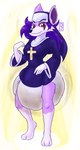 anthro big_diaper clothing diaper feces female nun nun_habit nun_outfit pooping red_eyes religious_clothing soiled_diaper soiling soiling_diaper solo unclean_diaper used_diaper dljoe canid canine canis mammal wolf hi_res