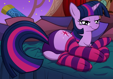 2012 bed bedroom_eyes butt cutie_mark equine female feral friendship_is_magic hi_res horn junglepony looking_at_viewer mammal my_little_pony night panties solo stockings twilight_sparkle_(mlp) underwear unicorn
Rating: Questionable
Score: 21
User: DragonRanger
Date: February 28, 2012