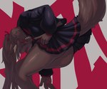 anthro brown_body clothing female fur kemono red_eyes school_uniform solo uniform 3gs canid canine canis fox mammal 6:5