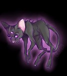 3_eyes ambiguous_gender big_ears black_body claws emaciated feral floating glowing glowing_eyes multi_eye paws prick_ears skinny solo spines toe_claws whiskers acidiic welcome_to_night_vale khoshekh domestic_cat felid feline felis mammal alpha_channel cool_colors purple_theme