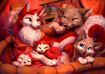 4_toes ambiguous_gender blue_eyes brown_body brown_fur brown_inner_ear_fluff brown_tail canon_couple claws countershade_torso countershading eye_contact eyelashes feet female feral fur group inner_ear_fluff inside looking_at_another male orange_eyes red_body red_eyes red_fur red_tail smile smiling_at_viewer tail thin_eyebrows toe_claws toes triangle_nose tuft yellow_sclera bloominglynx balto_(series) universal_studios aleu_(balto) balto jenna_(balto) canid canine canis domestic_dog mammal 2025 colored digital_drawing_(artwork) digital_media_(artwork) hi_res shaded