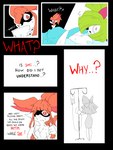 absurd_res anthro bed braixen comic dialogue duo english_text female furniture generation_3_pokemon generation_6_pokemon hi_res hospital_bed intravenous kirlia nervous nintendo pokemon pokemon_(species) ponporio_(artist) red_eyes sleeping text