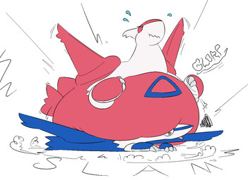 belly big_belly blue_body bodily_fluids crush duo eyes_closed female feral flying_sweatdrops glorp huge_belly larger_female larger_feral male morbidly_obese morbidly_obese_female morbidly_obese_feral obese obese_female obese_feral on_top onomatopoeia overweight overweight_female overweight_feral red_body rumbling_stomach size_difference slam smaller_feral smaller_male sound_effects spiral spiral_eyes struggling sweat sweatdrop text tongue tongue_out unconscious thatoneaceguy nintendo pokemon generation_3_pokemon latias latios legendary_pokemon pokemon_(species) 2020 aliasing colored digital_drawing_(artwork) digital_media_(artwork)