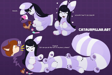 14_limbs alternate_color amazed ambiguous_gender anthro asking_another bar_emanata being_watched black_claws black_eyes black_hair brown_body brown_ears brown_fur brown_hair brown_tail_tip brush claws close_up_panel colored_nails countershade_fur countershading cute_fangs dialogue dipstick_ears dipstick_tail dot_eyes duo duo_in_panel ear_markings ears_back emanata excited exclamation_point extreme_size_difference eyelashes eyes_closed facial_markings fangs fur geometric_background gloves_(marking) gradient_background grid_background hair happy head_markings heart_emanata heart_fur_pattern heart_tongue holding_brush holding_object leg_markings long_body long_hair looking_at_another lying macro markings mask_(marking) micro multi_limb multicolored_ears nail_polish_(object) nail_polish_bottle nails nude_anthro nude_taur on_back ooh open_mouth open_smile painting_nails pattern_background pawpads pink_claws pink_nail_polish pink_tongue pivoted_ears purple_and_white_body purple_background purple_body purple_fur purple_pawpads ring_(marking) ringed_tail shocked simple_background simple_eyes size_difference smile socks_(marking) solo_focus sparkle_emanata sparkling_claws sparkling_nails standing star_pupils straight_hair striped_markings striped_tail stripes tail tail_markings taur_train teeth text tongue whisker_markings white_body white_fur white_stripes yellow_bar_emanata yellow_eyes cutieballoonie nintendo pokemon fan_character minty_(cutieballoonie) canid canine fox furret generation_2_pokemon mammal multi_taur pokemon_(species) taur 2026 comic english_text hi_res url