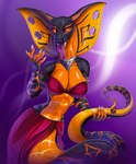 2021 5_fingers anthro apode breasts claws clothed clothing digital_media_(artwork) draconcopode female fingers fivel furgonomics furry-specific_piercing gauged_snake_hood hi_res legless looking_at_viewer lyersen naga non-mammal_breasts orange_eyes piercing red_sclera reptile scalie serpentine smile snake snake_hood snake_hood_piercing solo teeth tongue