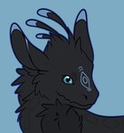 black_body black_fur blue_eyes feral fluffy fur male solo conditional_dnp fricken_stoat art_fight mythology dragon mythological_creature mythological_scalie scalie