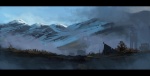 black_bars blue_sky campfire cloud firering grass landscape mountain outside plant rock scenery shrub sky smoke snow tent watchtower zero_pictured lengry game_of_thrones hi_res letterbox