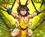 5_fingers biped brown_hair fingers flower hair male plant restrained solo tentacles kingdomvelvet final_fantasy square_enix animal_humanoid humanoid lagomorph lagomorph_humanoid leporid_humanoid mammal mammal_humanoid rabbit_humanoid viera absurd_res hi_res