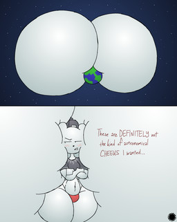 anthro astronomical_hyper backwards_baseball_cap backwards_hat baseball_cap big_cheeks blush blush_lines cheek_expansion clothing cosmic_background crop_top crossed_arms curvy_figure dialogue earth femboy fur hat headgear headwear huge_cheeks hyper hyper_cheeks logo male navel planet planet_dwarfing shirt small_waist solo text thick_thighs thong topwear underwear wasp_waist white_body white_fur wide_hips thatdawgmurray xiong_xiaoyi bear mammal polar_bear ursine 2026 aliasing artist_logo artist_name comic digital_media_(artwork) english_text hi_res signature