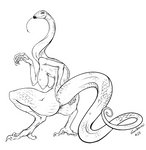 anthro anus breasts claws crouching digitigrade female forked_tongue genitals half-closed_eyes lips long_neck long_tail long_tongue long_torso looking_at_viewer mature_anthro mature_female narrowed_eyes non-mammal_breasts nude pussy sagging_breasts scales simple_background skinny smile solo tail tail_grab thick_lips tongue tongue_out white_background wide_hips velvetdelusion reptile scalie snake monochrome