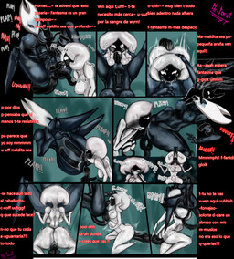 anthro bodily_fluids breasts clothing duo female female/female flexible genitals group head_tuft hyper hyper_genitalia imminent_vaginal larger_sub long_penis male male/female misleading_thumbnail mostly_nude mouthless musk musky_penis navel nipples non-mammal_breasts non-mammal_navel non-mammal_nipples non-mammal_vulva nude on_one_leg one_leg_up penis question_mark raised_leg rn_clothing sex shaking size_difference smaller_anthro sound_effects speech_bubble splits spread_legs spreading squish standing submissive sweat sweatdrop text thick_thighs thigh_squish torn_clothing trembling trio tuft vulva mr_torot hollow_knight:_silksong hollow_knight_(franchise) team_cherry hornet_(hollow_knight) lace_(hollow_knight:_silksong) the_knight_(hollow_knight) humanoid absurd_res comic hi_res