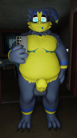 1_horn balls black_claws blue_body blue_eyes blue_pawpads bouncing_balls cellphone claws countershading electronics erection eyewear fangs front_view fur genitals glasses gradient_penis head_tuft horn humanoid_genitalia humanoid_penis inside male mastectomy_scar mirror mirror_selfie multicolored_body multicolored_fur nude pawpads penis phone presenting presenting_penis pubes ruff scar selfie slightly_chubby smile solo standing tail teeth throbbing throbbing_penis tuft yellow_body yellow_countershading yellow_penis potimuma regretevator roblox the_axolotl_sun buttondrop_(regretevator) horned_humanoid humanoid zumae 3d_(artwork) 3d_animation 9:16 animated digital_media_(artwork) hi_res loop no_sound short_playtime video trans_(lore) trans_man_(lore)