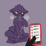 anthro blush bodily_fluids breath cellphone cum cum_in_mouth cum_inside cum_on_hand duo electronics faceless_character fangs frown fur genital_fluids green_eyes holding_cellphone holding_object holding_phone holding_smartphone kemono male messages monotone_body monotone_fur navel nude phone purple_body purple_fur red_phone sitting smartphone solo_focus sweat tears teeth text pizademokttero nifram_logan canid canine canis mammal wolf 1:1 2021 digital_media_(artwork) japanese_text