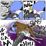 1:1 anal anal_orgasm announcing_orgasm anthro avian balls bird blue_jay blush bodily_fluids butt cartoon_network comic corvid cum cum_while_penetrated cumshot dialogue duo ejaculation english_text from_behind_position genital_fluids genitals hands-free jay_(bird) larger_male larger_penetrated looking_pleasured male male/male male_penetrated male_penetrating male_penetrating_male mammal moan mordecai_(regular_show) new_world_jay nude orgasm orgasm_face orientation_play oscine passerine pb-art penetration penis penis_backwards perching_position procyonid raccoon regular_show rigby_(regular_show) sex size_difference small_dom_big_sub smaller_male text