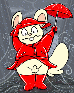 anthro balls boots bottomless buckteeth clothed clothing coat detailed_background featureless_penis fluffy fluffy_tail footwear fur genitals headwind male penis puddle raincoat raining red_raincoat shoes small_penis solo storm surprised tail teeth topwear umbrella upskirt wet white_body white_fur wind nishi_oxnard oxynard cricetid hamster mammal rodent 2017 4:5