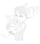 anthro baby carrying_another duo eyewear female goggles happy male smile stripes young young_anthro whitestia insomniac_games ratchet_and_clank sony_corporation sony_interactive_entertainment rivet_(ratchet_and_clank) lombax mammal hi_res monochrome mother_(lore) mother_and_child_(lore) mother_and_son_(lore) parent_(lore) parent_and_child_(lore) parent_and_son_(lore) son_(lore)