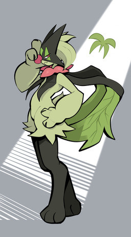 3_fingers 3_toes abstract_background ambiguous_gender anthro black_body black_fur black_legs claws closed_smile feet fingers fur green_body green_fur grey_background hand_on_hip looking_at_viewer mouth_closed multicolored_body multicolored_fur pawpads paws pink_eyes side_view simple_background smile solo standing toes darkluxia nintendo pokemon generation_9_pokemon meowscarada pokemon_(species) 2025 absurd_res hi_res