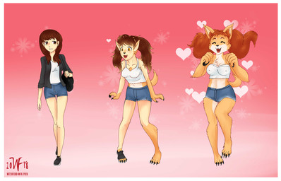 abstract_background anthro bag barefoot base_one_layout basic_sequence biped border bottomwear breasts brown_hair chest_tuft claws clothed clothing feet female fur growth hair happy heart_symbol human_to_anthro linear_sequence long_hair nipple_outline one_row_layout open_mouth orange_body orange_eyes orange_fur pants pigtails shirt smile solo species_transformation standing tail tail_growth three_frame_image three_frame_sequence topwear transformation transformation_sequence tuft walking white_border witchfiend mythology lily_(witchfiend) canid canine human mammal mythological_canine mythological_creature werecanid werecanine werecreature werewolf 2018 absurd_res hi_res sequence