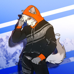 5_fingers anthro brown_eyes brown_nose clothed clothing ears_up fingers fur grey_tail hair hood knife looking_at_viewer male one_eye_closed pattern_background raised_tail shy simple_background smile solo standing tail text weapon white_hair white_tail young reilukah canid canine canis domestic_dog mammal 1:1 artist_name digital_drawing_(artwork) digital_media_(artwork) hi_res portrait three-quarter_portrait wallpaper