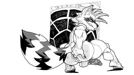 anthro anus backsack balls barefoot biped bodily_fluids butt claws crouching facial_markings feet flaccid fluffy fluffy_tail fur genitals hand_on_butt hand_on_own_butt head_markings looking_at_viewer looking_back looking_back_at_viewer male male_anthro markings mask_(marking) mohawk nude nude_anthro nude_male pawpads paws penis perineum presenting presenting_anus presenting_hindquarters rear_view robotic_arm science_fiction short short_anthro short_male simple_background smile smirk solo space sweat tail teeth teeth_showing toes white_background window nsfuwu4 guardians_of_the_galaxy marvel marvel_rivals rocket_raccoon mammal procyonid raccoon black_and_white digital_media_(artwork) monochrome