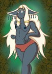 3_eyes ancient anthro big_bulge blue_eyes boxers_(clothing) bulge clothed clothing hair horn long_hair male multi_eye nipples partially_clothed piercing solo standing topless underwear white_hair itzimiau nintendo nintendo_switch tears_of_the_kingdom the_legend_of_zelda rauru_(tears_of_the_kingdom) zonai hi_res