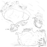 after_vore belly big_belly big_breasts breasts butt digestion female female_pred group huge_belly nipples overweight ship simple_background split_form text vehicle vore watercraft white_background frakass elf marine merfolk 1:1 2022 absurd_res english_text hi_res monochrome