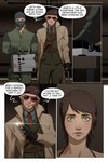 2021 clothed clothing comic duo english_text eyewear female glasses green_eyes hair hat headgear headwear holding_object holding_suitcase holding_syringe human human_only kazuhira_miller konami male mammal marmalademum mask medical_instrument medical_syringe metal_gear multiple_scenes not_furry quiet_(metal_gear) scientific_instrument solo suitcase sunglasses syringe text
