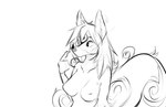 2018 amaterasu_(okami) anthro breasts canid canine canis capcom clover_studio deity digital_drawing_(artwork) digital_media_(artwork) female hair half-length_portrait mammal monochrome nipples nude okami_(capcom) portrait simple_background sketch snout solo tail watsup white_background wolf