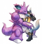 anthro black_body black_fur blue_body blue_fur blush duo female fur kissing larger_male male male/female scar size_difference smaller_female standing tail tongue yellow_body yellow_fur haychel nintendo pokemon canid canine generation_1_pokemon generation_4_pokemon lucario mammal nidoking pokemon_(species) rodent digital_media_(artwork)