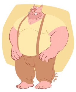 barefoot belly big_belly black_sclera bottomwear brown_bottomwear brown_clothing brown_pants clothed clothing feet front_view horn humanoid_pointy_ears male mouth_closed overweight overweight_humanoid overweight_male pants pink_body pink_skin pointy_ears shirt small_horn solo standing t-shirt topwear white_horn yellow_clothing yellow_eyes yellow_shirt yellow_t-shirt yellow_topwear chocolateandmilk vincent_(chocolate-beverage) humanoid imp 2015 dated full-length_portrait hi_res portrait signature