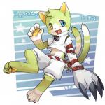 anthro blush countershading heterochromia kemono male open_mouth smile solo text young young_anthro unrealplace domestic_cat felid feline felis mammal 1:1 2017 english_text