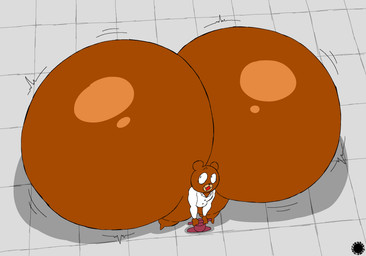air_pump anthro bar_emanata big_butt brown_body brown_fur bubble_butt butt butt_expansion clothing coat curvy_figure emanata expansion eyelashes facial_markings fangs femboy flash_emanata fur glistening glistening_butt head_markings high-angle_view huge_butt huge_thighs hyper hyper_butt lab_coat logo looking_at_own_butt male markings muzzle_(marking) solo teeth text thick_thighs topwear thatdawgmurray eagle_talon doctor_leonardo bear mammal aliasing artist_logo artist_name digital_media_(artwork) hi_res signature